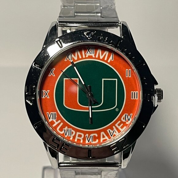 Miami Hurricanes NCAA Team Logo Men's Stainless-Steel Watch NEW - Picture 9 of 9
